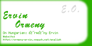 ervin ormeny business card